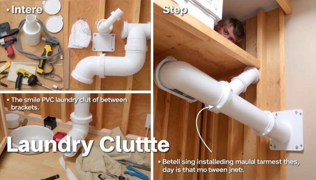 Proces montażu zsypu na pranie z rurą PCV Proces montażu zsypu na pranie z rurą PCV