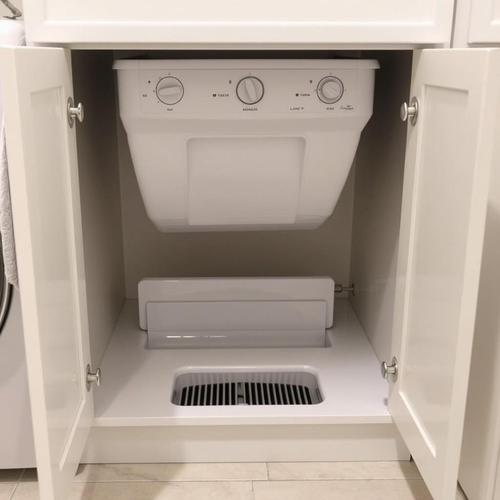 Zsyp na pranie ukryty w szafce łazienkowej Zsyp na pranie ukryty w szafce łazienkowej