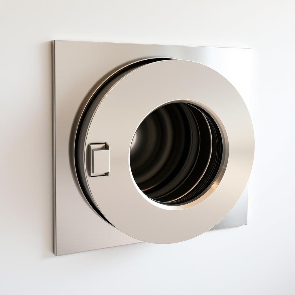 Zsyp na pranie zamontowany w ścianie z eleganckimi drzwiczkami Zsyp na pranie zamontowany w ścianie z eleganckimi drzwiczkami