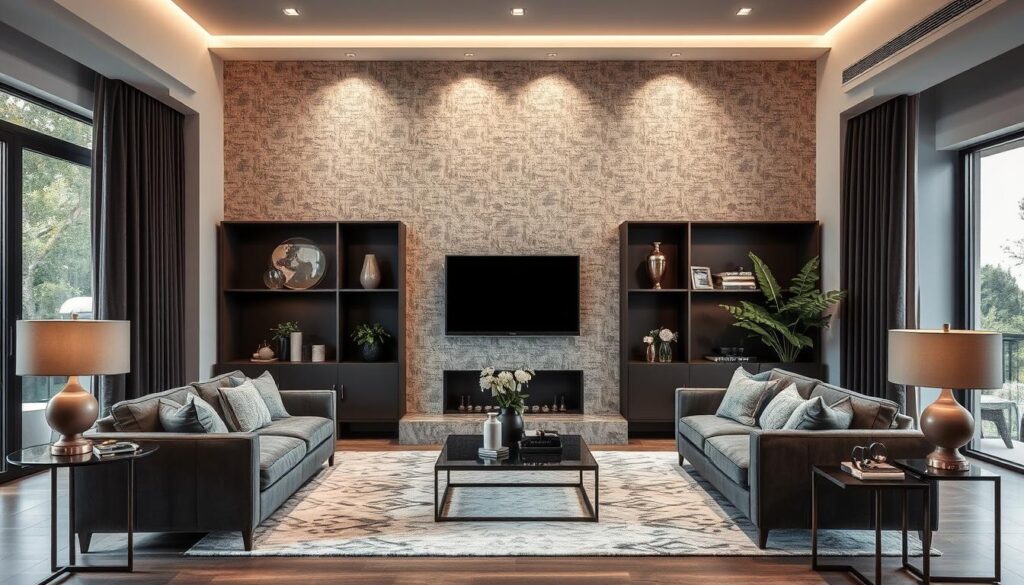 Aranżacja wnętrza z tapetami Flugger w nowoczesnym stylu Aranżacja wnętrza z tapetami Flugger w nowoczesnym stylu