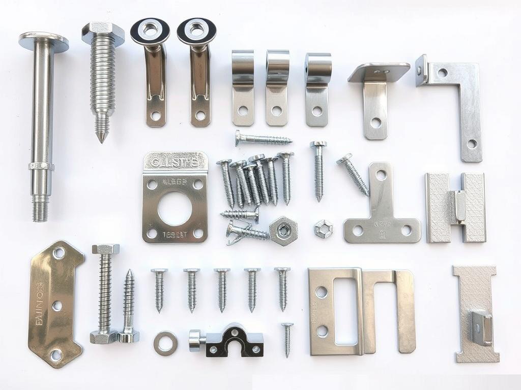 Elementy montażowe do pergoli tarasowej drewnianej: kotwy, wkręty, kątowniki