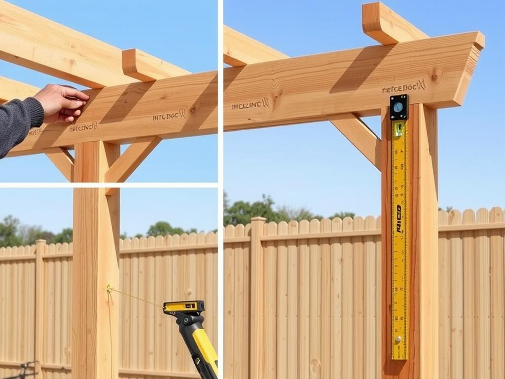 Montaż słupków nośnych pergoli tarasowej drewnianej