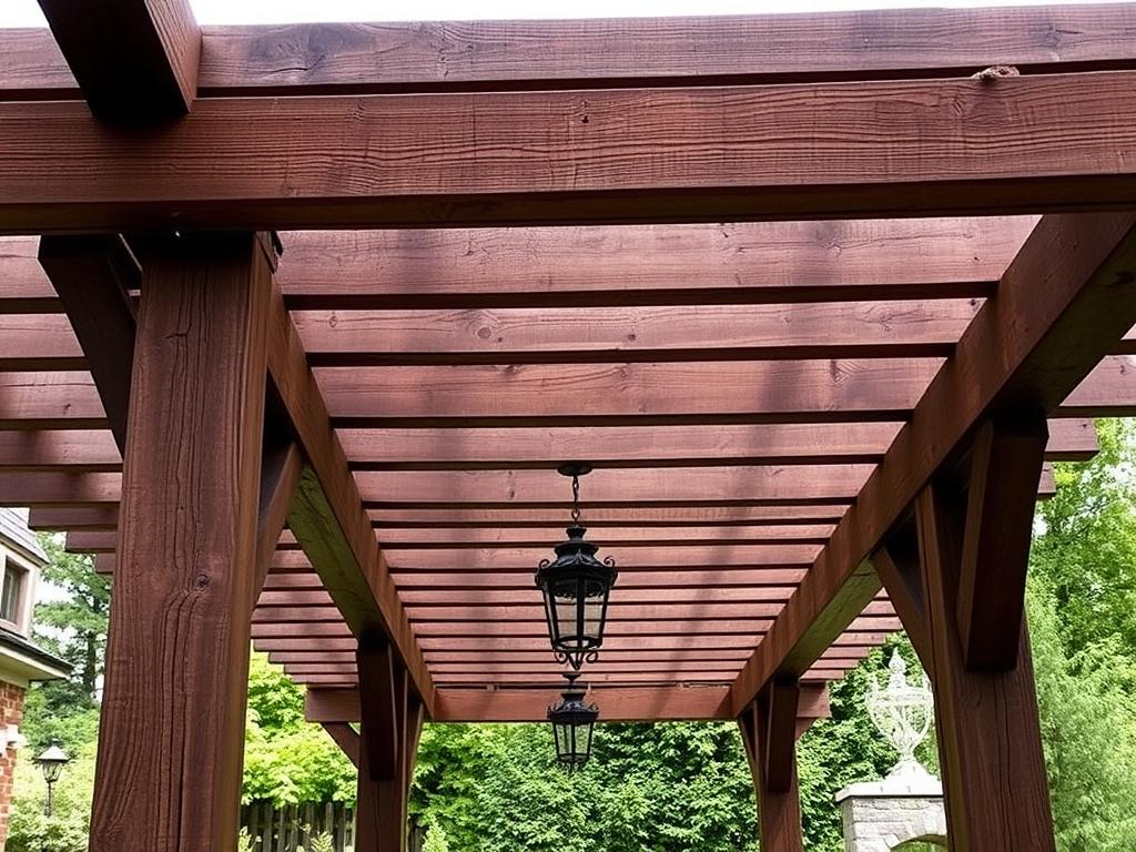 Pergola tarasowa drewniana w stylu rustykalnym