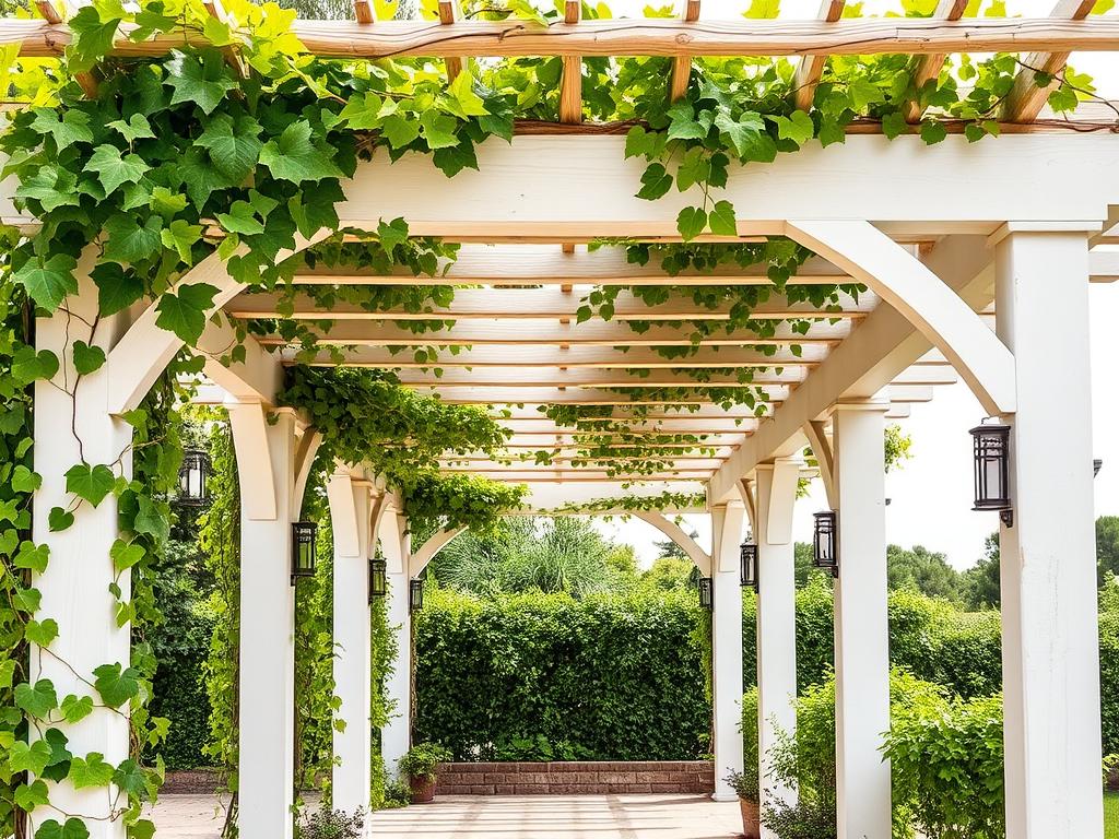 Pergola tarasowa drewniana w stylu śródziemnomorskim