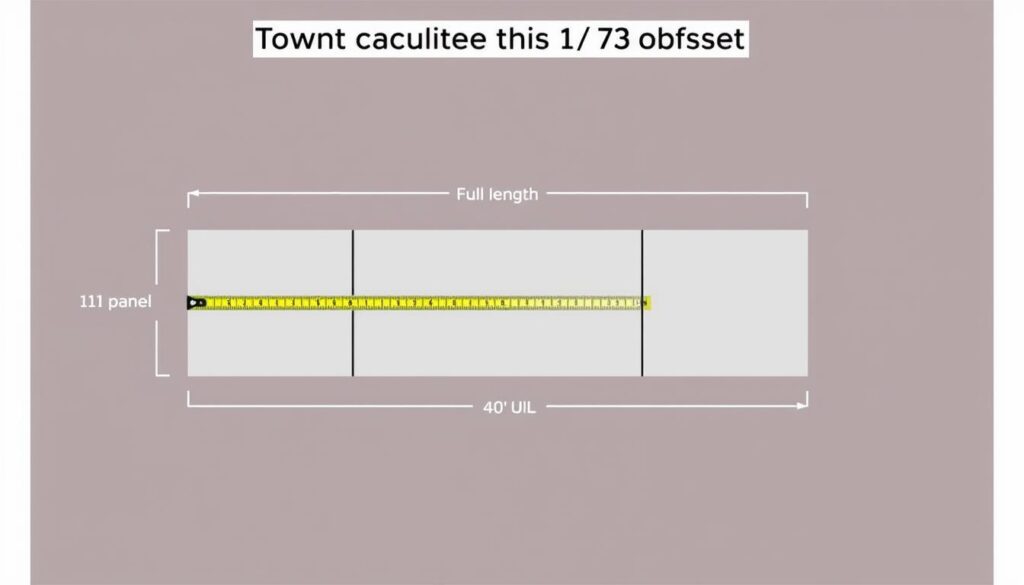 Schemat obliczania przesunięcia paneli o 1/3 długości z zaznaczonymi wymiarami