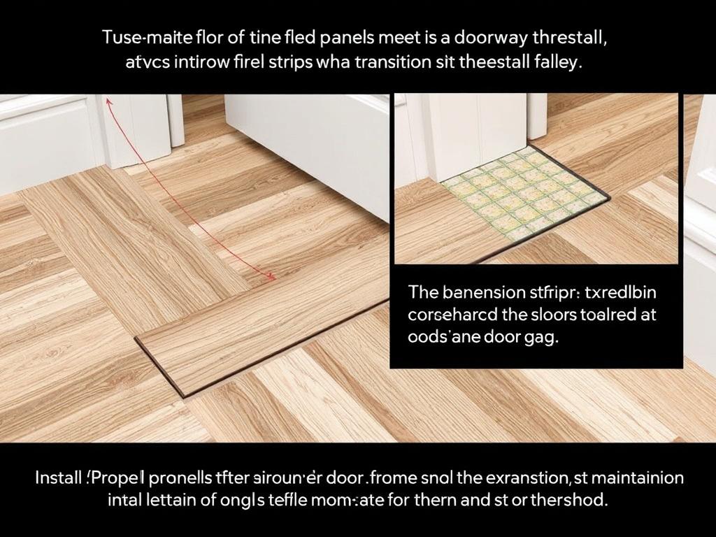 Układanie paneli podłogowych przy drzwiach z zastosowaniem listwy przejściowej